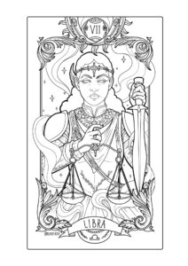 Carta tarot del horóscopo Libra tamaño a4